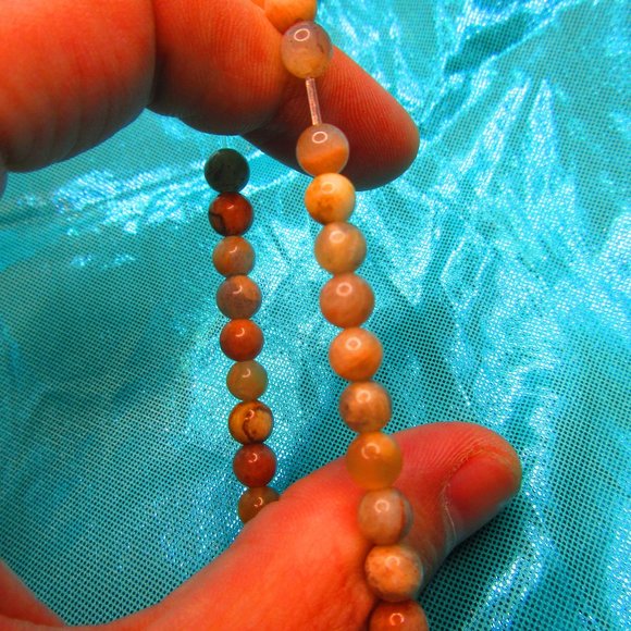 Peach Moonstone 6mm Round 7" Stretchy Gemstone Bracelet - Picture 3 of 3